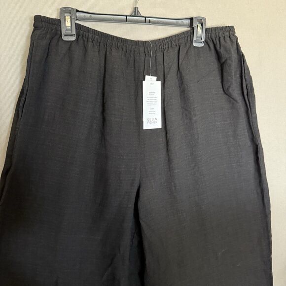 EILEEN FISHER Washable Crepe Wide Leg Pant 2XL Black Linen Blend Lagenlook New - Picture 3 of 13